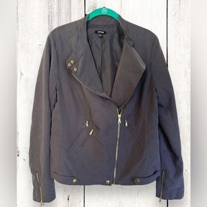 Apt. 9 Moto Style Jacket Coat Womens Medium Lined Zippers Pockets Gray Material